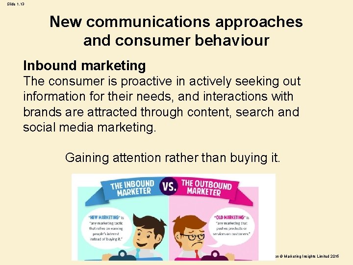 Slide 1. 13 New communications approaches and consumer behaviour Inbound marketing The consumer is Slide 1. 13 New communications approaches and consumer behaviour Inbound marketing The consumer is