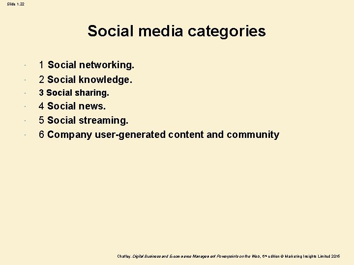 Slide 1. 22 Social media categories 1 Social networking. 2 Social knowledge. 3 Social Slide 1. 22 Social media categories 1 Social networking. 2 Social knowledge. 3 Social