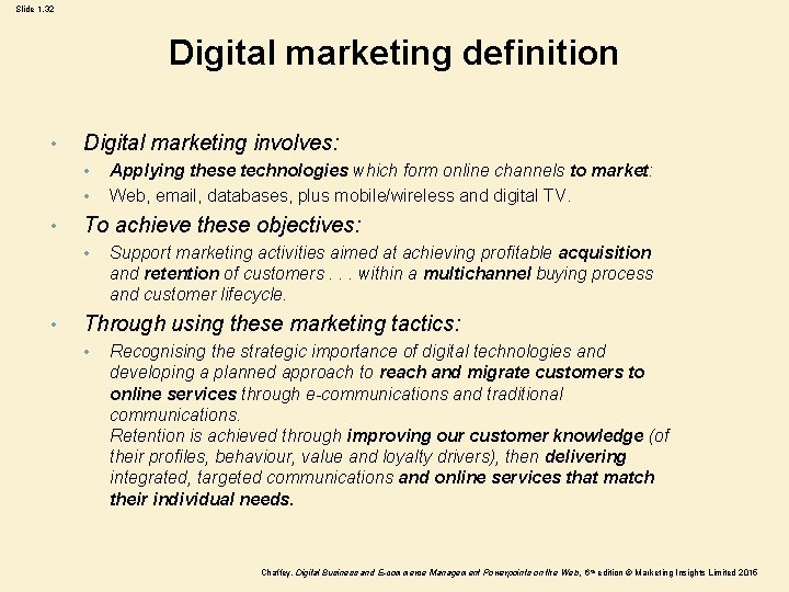 Slide 1. 32 Digital marketing definition • Digital marketing involves: • • • To Slide 1. 32 Digital marketing definition • Digital marketing involves: • • • To