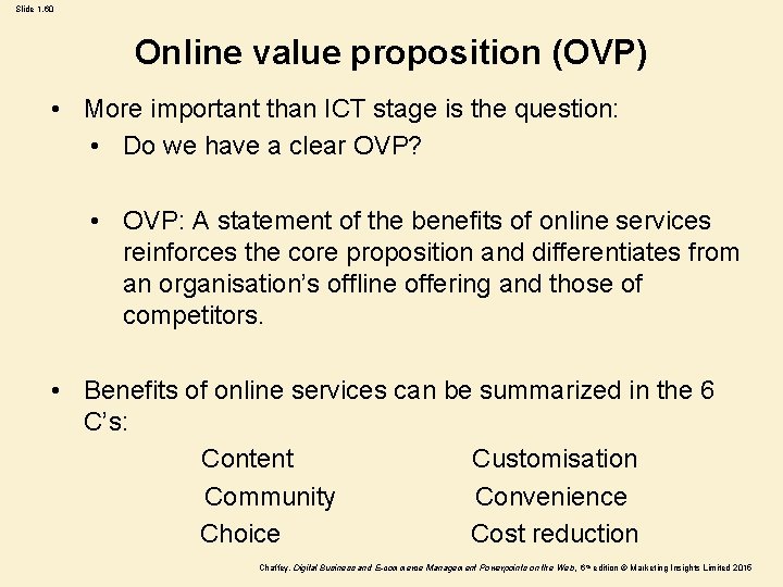 Slide 1. 60 Online value proposition (OVP) • More important than ICT stage is Slide 1. 60 Online value proposition (OVP) • More important than ICT stage is