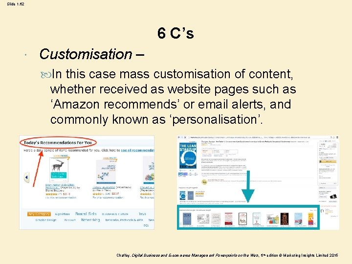 Slide 1. 62 6 C’s Customisation – In this case mass customisation of content, Slide 1. 62 6 C’s Customisation – In this case mass customisation of content,