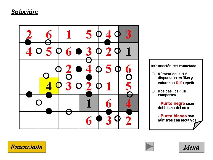 Solución: 2 4 6 5 4 Enunciado 1 6 2 3 5 3 4