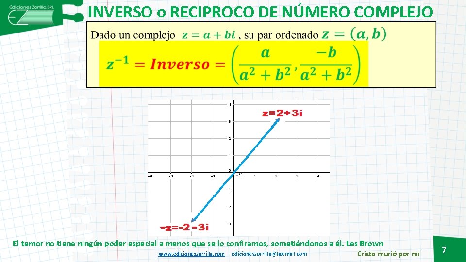 INVERSO o RECIPROCO DE NÚMERO COMPLEJO El temor no tiene ningún poder especial a