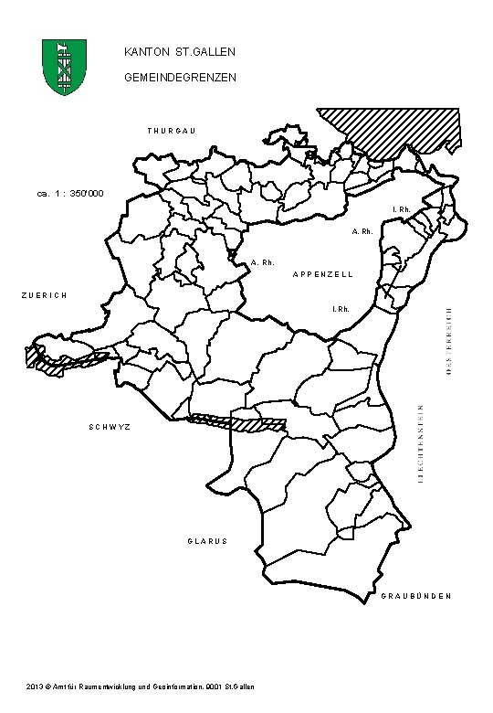 KANTON ST. GALLEN GEMEINDEGRENZEN THURGAU ca. 1 : 350'000 I. Rh. APPENZELL ZUERICH I.