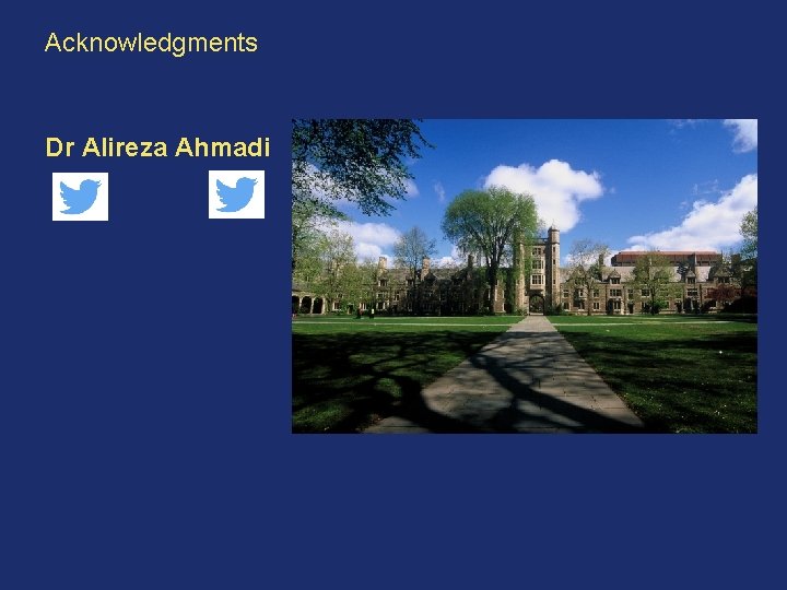 Acknowledgments Dr Alireza Ahmadi 