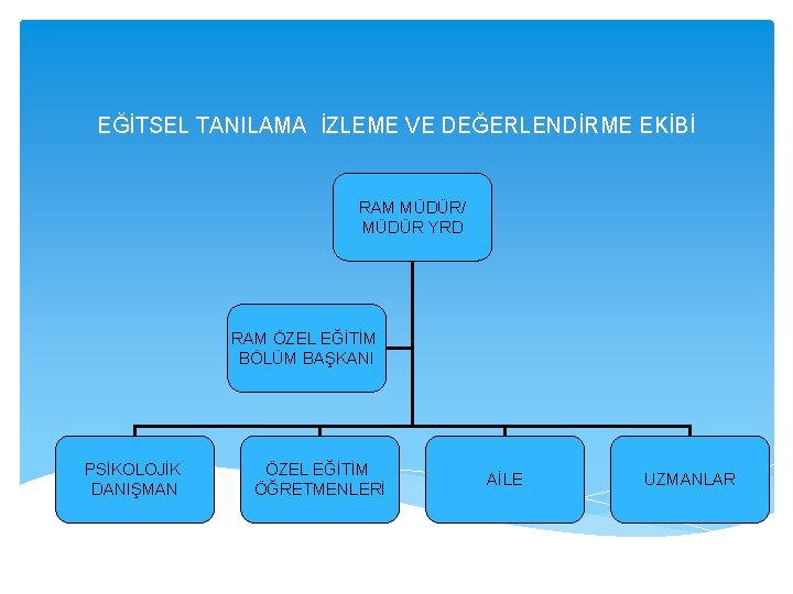 EĞİTSEL TANILAMA İZLEME VE DEĞERLENDİRME EKİBİ RAM MÜDÜR/ MÜDÜR YRD RAM ÖZEL EĞİTİM BÖLÜM