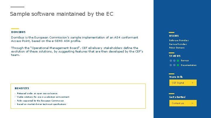 Sample software maintained by the EC DOMIBUS Domibus is the European Commission’s sample implementation