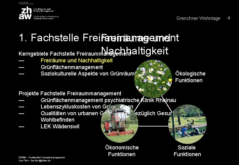 Grenchner Wohntage 1. Fachstelle Freiraumanagement Freiräume und Nachhaltigkeit Kerngebiete Fachstelle Freiraummanagement — — —