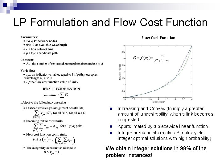 LP Formulation and Flow Cost Function n n n Increasing and Convex (to imply