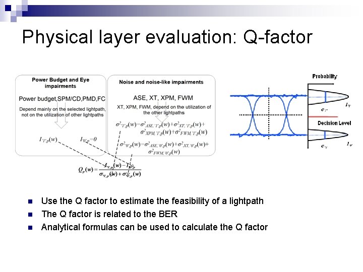 Physical layer evaluation: Q-factor n n n Use the Q factor to estimate the