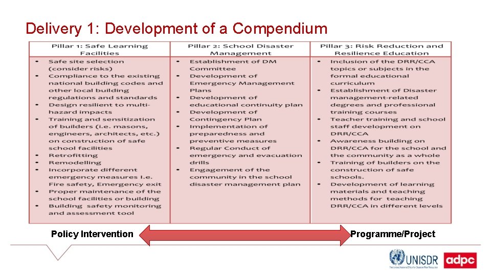 Delivery 1: Development of a Compendium Policy Intervention Programme/Project 