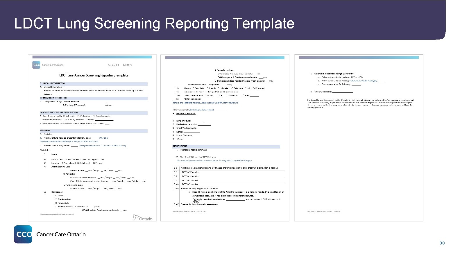 LDCT Lung Screening Reporting Template 30 