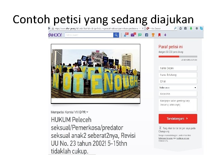 Contoh petisi yang sedang diajukan Contoh petisi yang sedang diajukan
