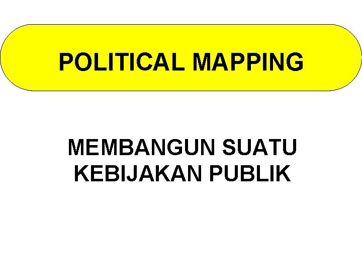 POLITICAL MAPPING MEMBANGUN SUATU KEBIJAKAN PUBLIK POLITICAL MAPPING MEMBANGUN SUATU KEBIJAKAN PUBLIK