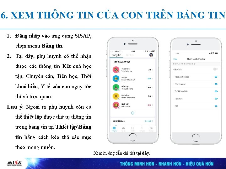 6. XEM THÔNG TIN CỦA CON TRÊN BẢNG TIN 1. Đăng nhập vào ứng