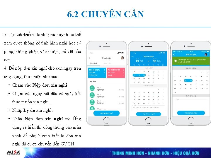 6. 2 CHUYÊN CẦN 3. Tại tab Điểm danh, phụ huynh có thể xem