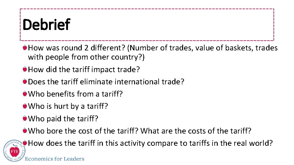 Debrief How was round 2 different? (Number of trades, value of baskets, trades with