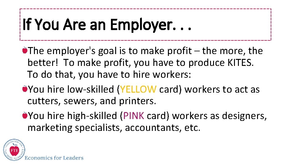 If You Are an Employer. . . The employer's goal is to make profit