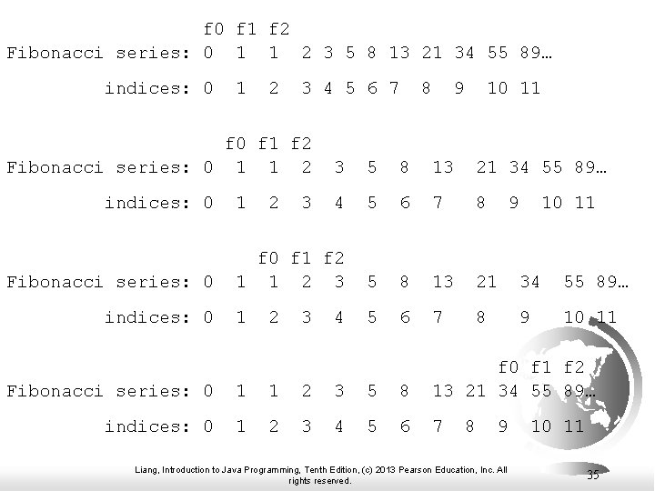 f 0 f 1 f 2 Fibonacci series: 0 1 1 2 3 5 f 0 f 1 f 2 Fibonacci series: 0 1 1 2 3 5