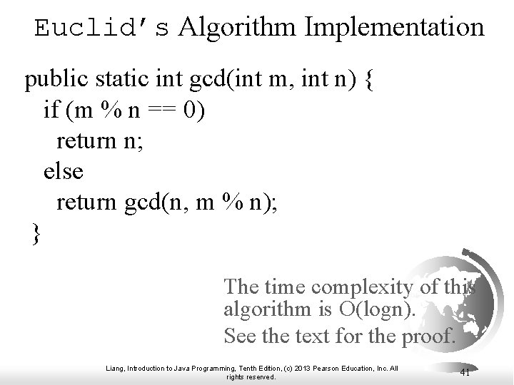 Euclid’s Algorithm Implementation public static int gcd(int m, int n) { if (m % Euclid’s Algorithm Implementation public static int gcd(int m, int n) { if (m %