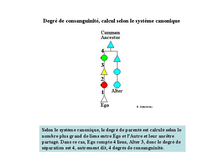 Degré de consanguinité, calcul selon le système canonique B. Schwimmer Selon le système canonique,