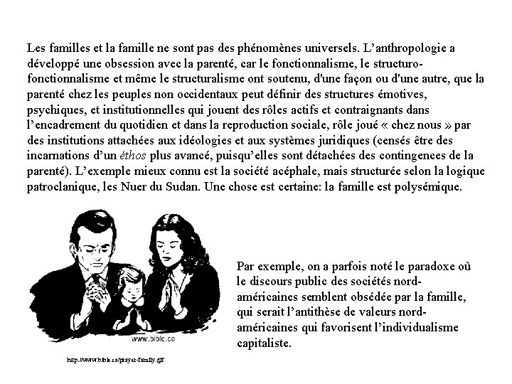 Les familles et la famille ne sont pas des phénomènes universels. L’anthropologie a développé