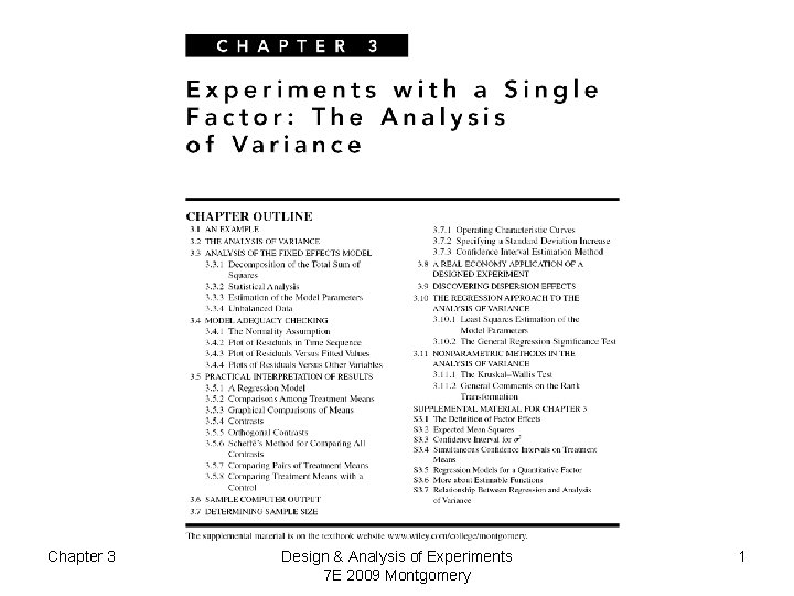 Chapter 3 Design Analysis of Experiments 7 E