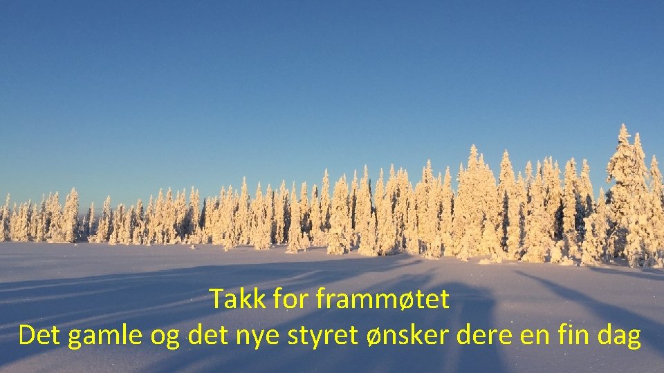 Takk for frammøtet Det gamle og det nye styret ønsker dere en fin dag
