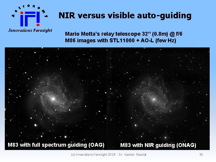 NIR versus visible auto-guiding Innovations Foresight Mario Motta’s relay telescope 32” (0. 8 m)