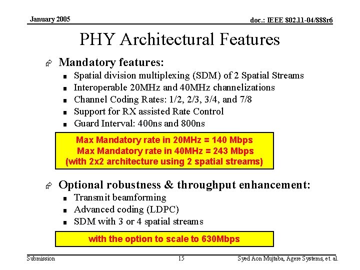 January 2005 doc. : IEEE 802. 11 -04/888 r 6 PHY Architectural Features Æ
