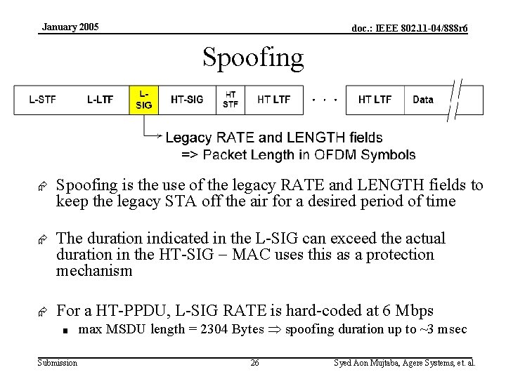 January 2005 doc. : IEEE 802. 11 -04/888 r 6 Spoofing Æ Spoofing is