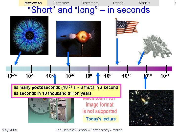 Motivation Formalism Experiment Trends 7 Models “Short” and “long” – in seconds 10 -24