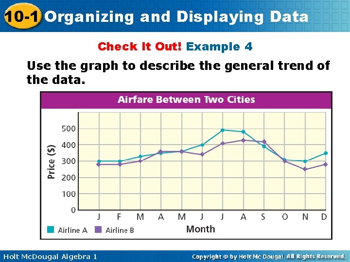 10 -1 Organizing and Displaying Data Check It Out! Example 4 Use the graph