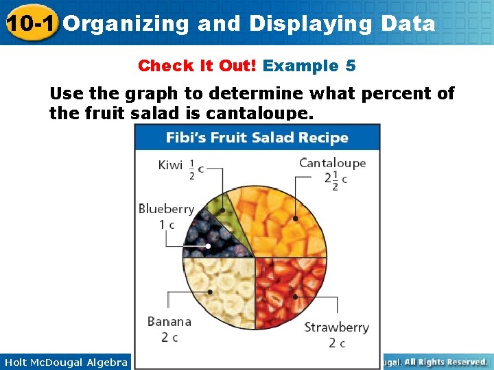 10 -1 Organizing and Displaying Data Check It Out! Example 5 Use the graph