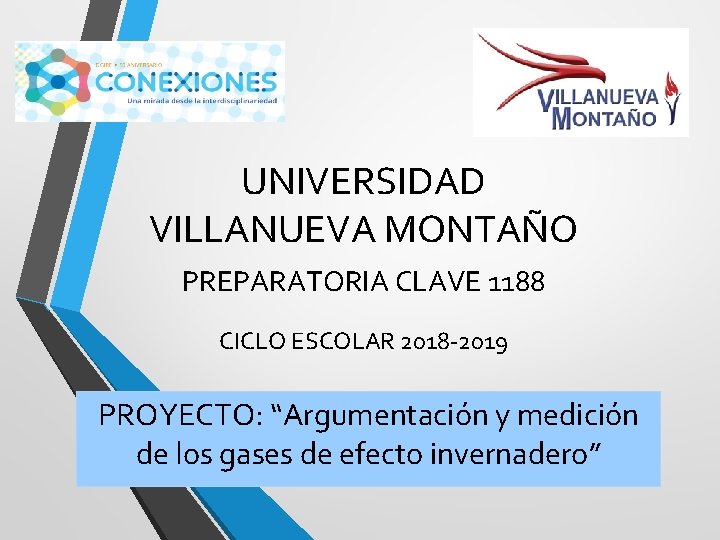 UNIVERSIDAD VILLANUEVA MONTAÑO PREPARATORIA CLAVE 1188 CICLO ESCOLAR 2018 -2019 PROYECTO: “Argumentación y medición