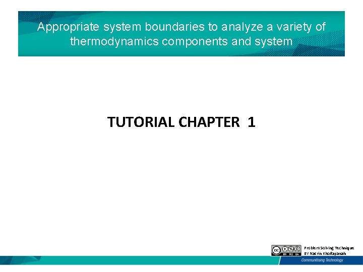 Appropriate system boundaries to analyze a variety of thermodynamics components and system TUTORIAL CHAPTER