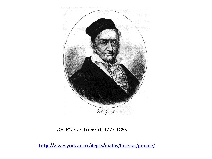 GAUSS, Carl Friedrich 1777 -1855 http: //www. york. ac. uk/depts/maths/histstat/people/ 