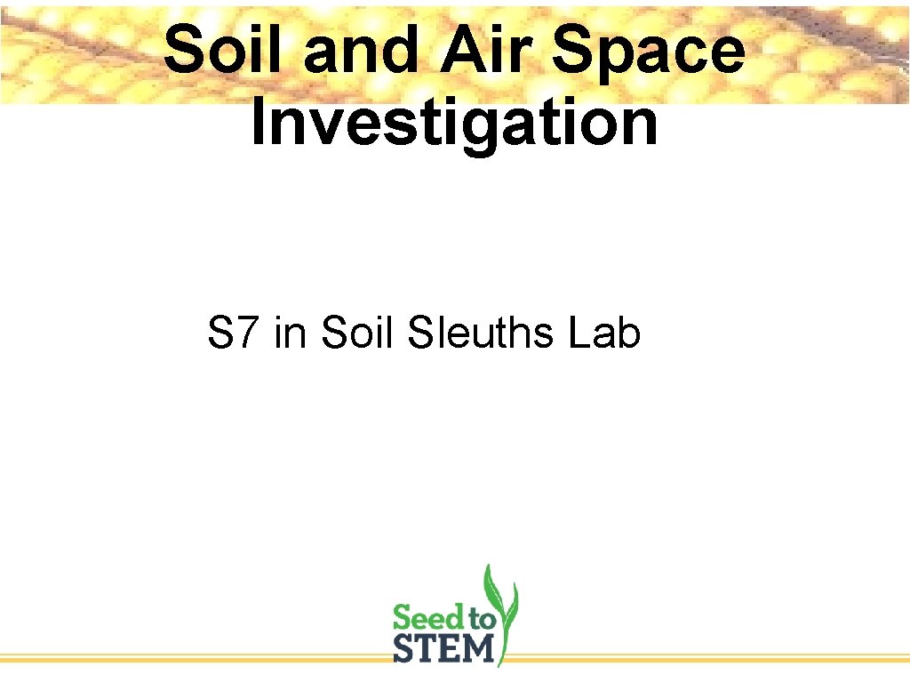 Soil and Air Space Investigation S 7 in Soil Sleuths Lab 