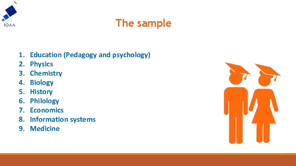 The sample 1. 2. 3. 4. 5. 6. 7. 8. 9. Education (Pedagogy and