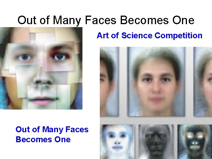 Out of Many Faces Becomes One Art of Science Competition Out of Many Faces