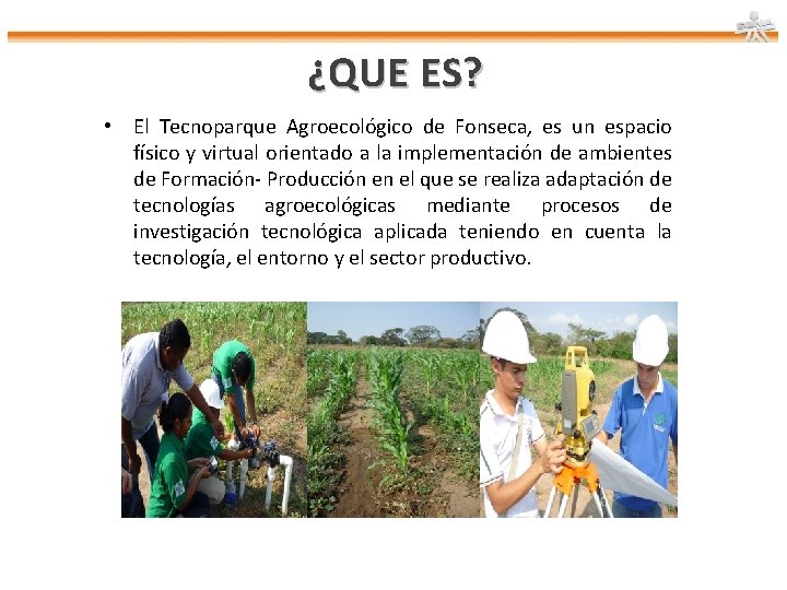 ¿QUE ES? • El Tecnoparque Agroecológico de Fonseca, es un espacio físico y virtual
