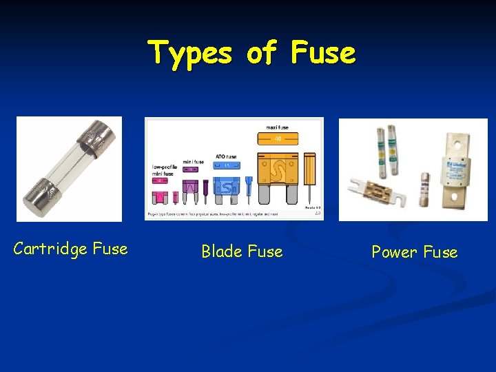 Types of Fuse Cartridge Fuse Blade Fuse Power Fuse 