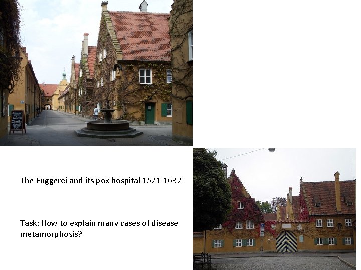 The Fuggerei and its pox hospital 1521 -1632 Task: How to explain many cases