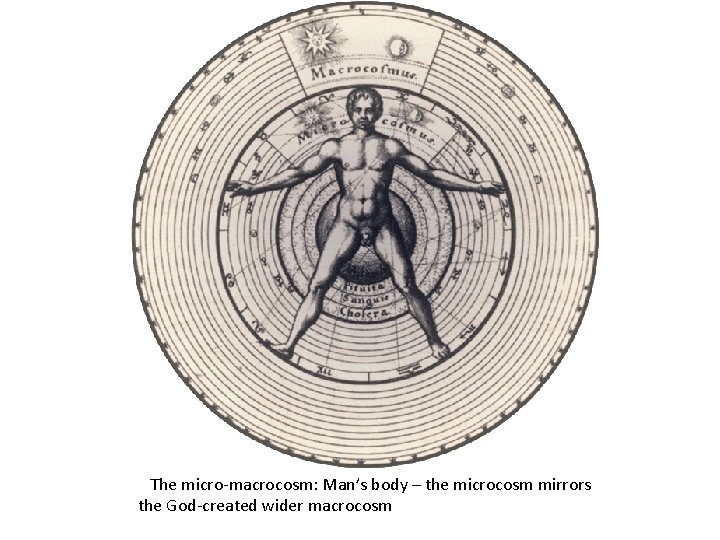 The micro-macrocosm: Man’s body – the microcosm mirrors the God-created wider macrocosm 