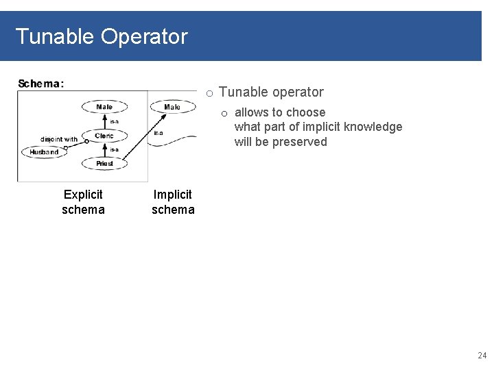 Tunable Operator o Tunable operator o allows to choose what part of implicit knowledge