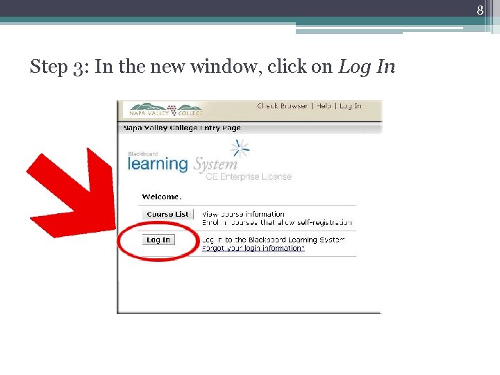 8 Step 3: In the new window, click on Log In 