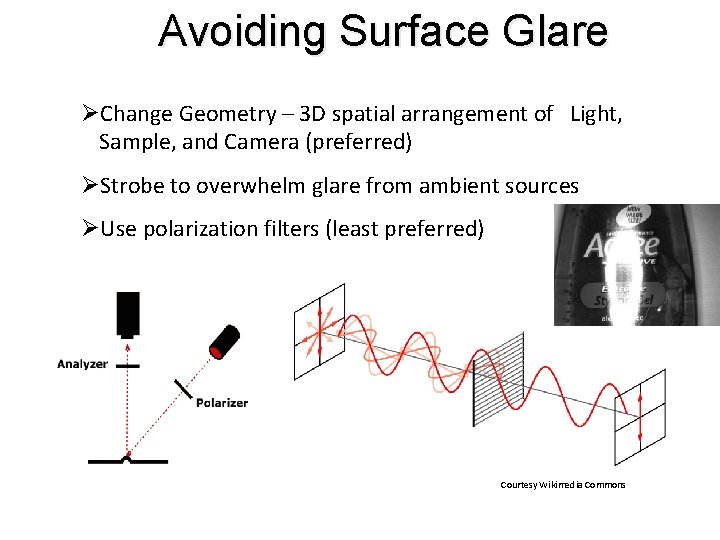 Avoiding Surface Glare ØChange Geometry – 3 D spatial arrangement of Light, Sample, and