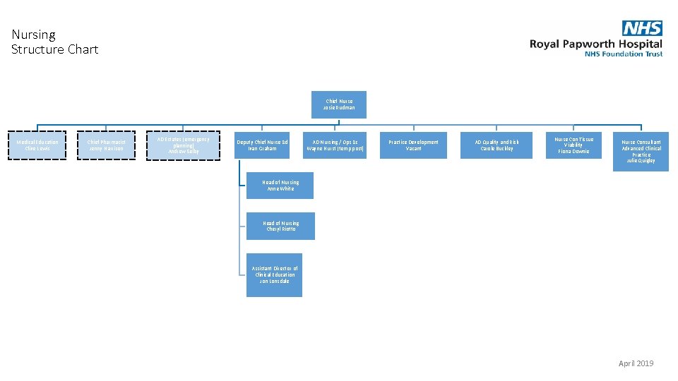Nursing Structure Chart Chief Nurse Josie Rudman Medical Education Clive Lewis Chief Pharmacist Jenny