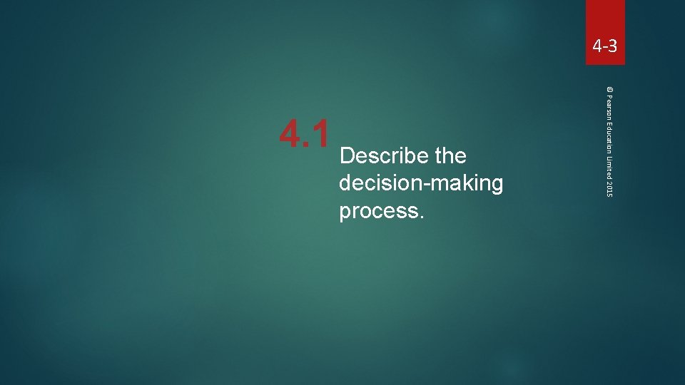 4 -3 decision-making process. © Pearson Education Limited 2015 4. 1 Describe the 