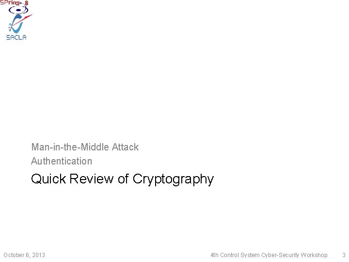 Man-in-the-Middle Attack Authentication Quick Review of Cryptography October 6, 2013 4 th Control System
